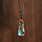 Bohemian Dyed Natural Imperial Jasper Trapezoid Pendant Necklaces, Adjustable Cord Necklaces for Women, Crimson