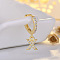 Brass Micro Pave Clear Cubic Zirconia Hoop Earrings, Golden, Letter X, 24x7mm