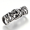304 Stainless Steel Beads, Column with Skull, Antique Silver, 34x13x12mm, Hole: 9.5mm