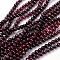 Gemstone Beads Strands, Red Garnet, Grade B, Round, Dark Red, about 4mm in diameter, hole: about 0.8mm, 15~16 inch