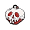 Halloween Theme Alloy Enamel Pendants, Skull Charm, Black, 21x20x1mm, Hole: 2.2mm