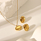 Fashion Oval Stainless Steel Stud Earrings & Pendant Necklaces Sets for Women, Golden