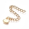 304 Stainless Steel Chain Extender, Curb Chain, with Charms, Heart, Golden, 60mm, Link: 4x3x0.5mm