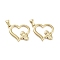 304 Stainless Steel Pendants, Golden, Heart Charm, Bees, 24x20x3mm, Hole: 4.5x3mm