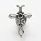 304 Stainless Steel Clasp Rhinestone Settings, Cross, Antique Silver, 32.5x23x20mm, Hole: 5x10mm, Fit for 3mm rhinestone
