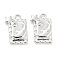 Brass Micro Pave Cubic Zirconia Charms, Cadmium Free & Nickel Free & Lead Free, Rectangle with Moon, Real Platinum Plated, 12.5x8.5x1.8mm