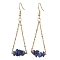 304 Stainless Steel with Natural Lapis Lazuli Dangle Earrings, Golden, 60x20mm