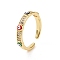 Brass Micro Pave Cubic Zirconia Open Rings, Enamel Evil Eye Cuff Rings for Women, Real 18K Gold Plated, Cadmium Free & Nickel Free & Lead Free, 3mm, Inner Diameter: US Size 6 3/4(17mm)
