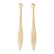 Brass Pendants, Cadmium Free & Lead Free, Teardrop, Real 24K Gold Plated, 25x2.5x0.5mm, Hole: 1mm