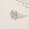Hollow Brass Micro Pave Clear Cubic Zirconia Wide Band Rings, Platinum, US Size 7(17.3mm)
