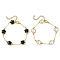 2Pcs 2 Colors Glass Flower Link Bracelets, Brass Cable Chain Jewelry for Women, Golden, Mixed Color, 7-1/4 inch(18.5cm), 1pc/color