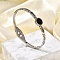 304 Stainless Steel Hinged Enamel Bangles for Women, Flat Round, Stainless Steel Color, Inner Diameter: 2-1/4x1-7/8 inch(5.8x4.7cm)