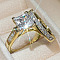 2Pcs 2 Styles Brass Micro Pave Clear Cubic Zirconia Finger Rings for Women, Golden, US Size 10(19.8mm)