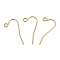 316L Surgical Stainless Steel Earring Hooks, Ear Wire, with Horizontal Loop, Real 18K Gold Plated, 12x19mm, Hole: 2mm, 20 Gauge, Pin: 0.8mm