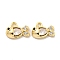 Brass Micro Pave Clear Cubic Zirconia Charms, Cadmium Free & Nickel Free & Lead Free, Fish, Golden, 7x10x2.5mm, Hole: 1mm