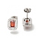 Ion Plating(IP) 304 Stainless Steel Stud Earrings, with Cubic Zirconia, Stainless Steel Color, Rectangle, 10.5x9mm