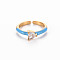 Brass Enamel Cuff Rings, Open Rings, Solitaire Rings, with Clear Cubic Zirconia, Nickel Free, Heart, Golden, Dodger Blue, US Size 7(17.3mm)