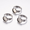 Tarnish Resistant Adjustable 304 Stainless Steel Finger Rings Components, Pad Ring Base Findings, Flat Round, Stainless Steel Color, Tray: 10mm, Size 7, 17mm