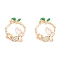 Rack Plating Alloy Enamel Pendants, with Rhinestone, Light Gold, Ring with Butterfly Charm, Misty Rose, 31x26x3.5mm, Hole: 1.4mm