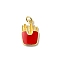 Rack Plating Brass Enamel Pendants, Long-Lasting Plated, Lead Free & Cadmium Free, with Jump Ring, Real 18K Gold Plated, French Fries, 18.5x12x3mm, Hole: 3.5mm