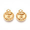 304 Stainless Steel Pendants, Flat Round with Twelve Constellations Charms, Real 18K Gold Plated, Ion Plating(IP), Pisces, 20.5x17x3~4.5mm, Hole: 2.5x2.7mm
