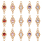 BENECREAT 15pcs 5 Colors 18K Gold Plated Brass Connector Charms Micro Pave Cubic Zirconia Links Rhombus Links with 2 Loop for Bracelets Necklace, Jewelry Making, 20x8x3mm