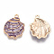 Rack Plating Alloy Enamel Pendant, Cadmium Free & Lead Free & Nickel Free, Golden, Shell Charm, Plum, 21.5x16x3mm, Hole: 1.6mm