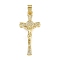 Brass Micro Pave Cubic Zirconia Pendants, Cross Charms, Long-Lasting Plated, Rack Plating, Lead Free & Cadmium Free, Real 18K Gold Plated, 35.5x16x4mm, Hole: 6x3mm