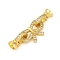 Brass Micro Pave Clear Cubic Zirconia Fold Over Clasps, Long-Lasting Plated, Rack Plating, Bowknot, Golden, 32mm