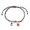 Alloy & Brass Beads Braided Bracelets, with Glass Seed Pendant, Flower, FireBrick, Inner Diameter: 3-1/2 inch(9cm)