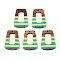 Epoxy Resin & Walnut Wood Pendants, Geometric Charms, Trapezoid, 37.5x27.5x3.5mm, Hole: 2mm