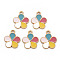 Alloy Enamel Pendants, Light Gold, Cadmium Free & Nickel Free & Lead Free, Flower, Colorful, 17x14x2.5mm, Hole: 1.6mm