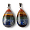 Chakra Style Assembled Natural Amethyst & Lapis Lazuli & Sodalite & Green Aventurine & Tiger Eye & Topaz Jade & Red Jasper Pendants, with Stainless Steel Bails, Teardrop, 44~45x24x13mm, Hole: 4x8.5mm