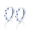 Elegant S925 Sterling Silver Hoop Earrings, with Blue Cubic Zirconia, Silver, 12x13mm