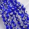 Handmade Lampwork Beads, Evil Eye, Round, Blue, 10mm, Hole: 1.5mm, about 38pcs/strand