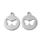Non-Tarnish 304 Stainless Steel Charms, Laser Cut, Flat Round with Butterfly Charms, Stainless Steel Color, 14.5x12x1mm, Hole: 1.6mm