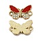 Alloy Crystal Rhinestone Connector Charms, Butterfly Links with FireBrick Enamel, Light Gold, 11x17.5x2mm, Hole: 2mm