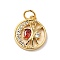 Rack Plating Brass Micro PaveCubic Zirconia Pendants, with Jump Ring, Cadmium Free & Nickel Free & Lead Free, Flat Round with Moon, Real 18K Gold Plated, 14.5x12x2.5mm, Hole: 3.6mm