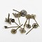 Brass Hair Bobby Pin Findings, Mixed Style, Antique Bronze, 63~70x16~31x1~2mm