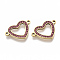 304 Stainless Steel Links connectors, with Rhinestone, Heart, Golden, Rose, 14x21x2mm, Hole: 1.5mm