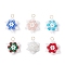 5Pcs 5 Colors Glass Seed Beaded Snowflake Pendants, with Glass & 304 Stainless Steel Jump Rings, Real 18K Gold Plated, Faceted, Mixed Color, 18x16x8mm, Hole: 3mm, 1pc/color