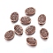 Tibetan Style Alloy Beads, Oval with Leaf, Cadmium Free & Nickel Free & Lead Free, Red Copper, 14x10x3mm, Hole: 1.5mm.