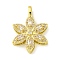 Brass Pendants with Cubic Zirconia, Electrophoretic Color Preservation, Flower Charms, Golden, 23.5x16.5x4mm, Hole: 2x3.5mm