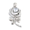 Brass Micro Pave Cubic Zirconia Pendants, Cadmium Free & Nickel Free & Lead Free, with Acrylic, Flower with Heart Charms, Platinum, 28.5x17.5x5.5mm, Hole: 5x2.5mm