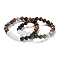 Natural Grey Agate and Indian Agate Baeds Stretch Bracelets for Women Men, Inner Diameter: 2-3/8 inch(6cm)