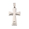 Non-Tarnish 304 Stainless Steel Pendants, Cross Charm, Religion, Stainless Steel Color, 42x25x3.5mm, Hole: 4.6x7.8mm