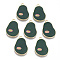 Alloy Enamel Pendants, Cadmium Free & Lead Free, Avocado, Light Gold, Dark Green, 27x17x1.5mm, Hole: 2mm