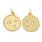 Eco-Friendly Brass Micro Pave Clear Cubic Zirconia Pendants, with Jump Ring, Lead Free & Cadmium Free, Flat Round with Star, Real 18K Gold Plated, 19x16x2mm, Hole: 3mm