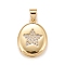 Brass Micro Pave Cubic Zirconia Locket Pendants, Photo Frame Charms for Necklaces, Real 18K Gold Plated, Lead Free & Cadmium Free, Oval with Star, Clear, 18.5x13.5x4.5mm, Hole: 4x3mm, Inner Diameter: 12x9mm