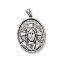 Tibetan Style 304 Stainless Steel Pendants, Religion, Oval with Man Pattern Charms, Antique Silver, 35.5x26x6mm, Hole: 5x7mm